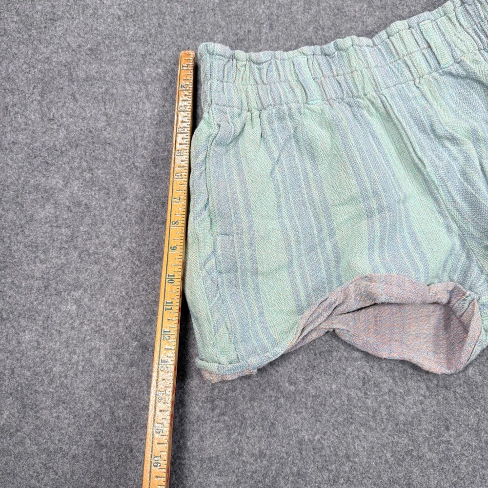 Free People Striped Paperbag Waist Shorts Mint Green Blue OB1921255 Medium